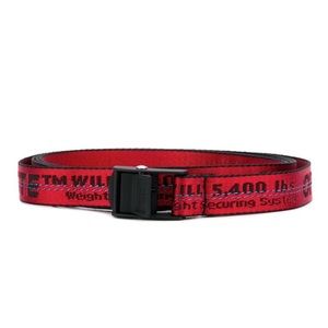 Mini industrial belt in red with matte black buckle.Off white belt